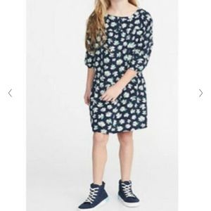 🌼 Girls Old Navy Blue Floral Swing Dress 🌼